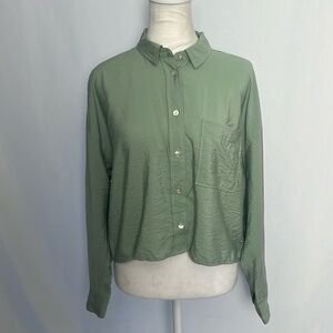 NEW / Madewell The Linen-Blend Oversized cropped Shirt